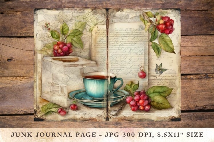 Printable Junk Journal Pages tea 10 example image 1