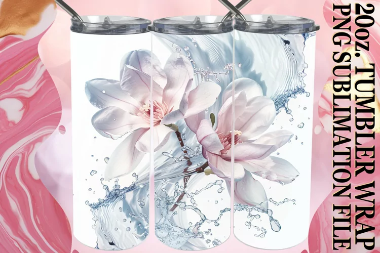 Lily Tranquility: 20oz Sublimation Tumbler Art