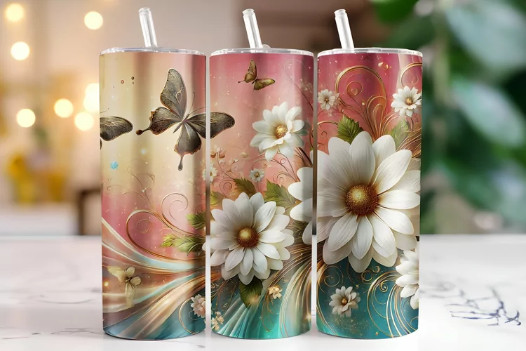 Flowers Tumbler Wrap | Sublimation | Tumblers