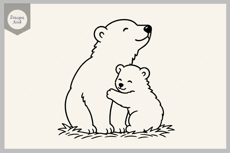 Mama Bear and Cub Svg, Bear Hug SVG, Wildlife SVG, Baby Bear example image 1