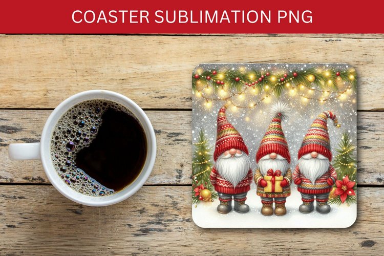 square coaster - christmas gnome example image 1