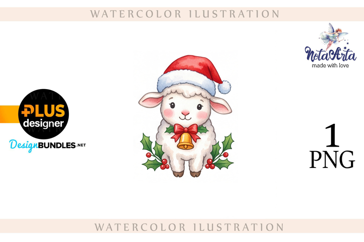 Christmas Sheep in Watercolor Style