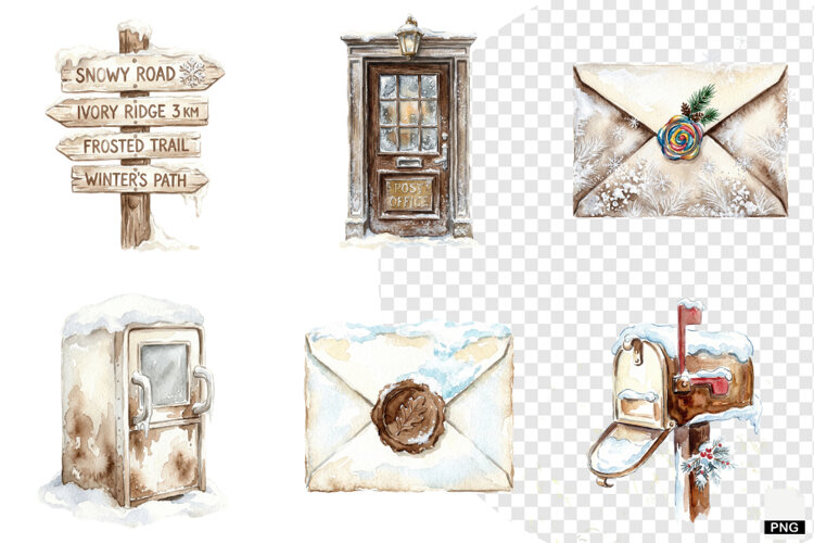 Winter Morning Mailbox Clipart example image 1
