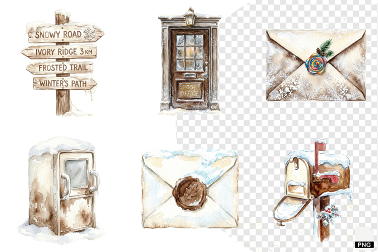 Winter Morning Mailbox Clipart