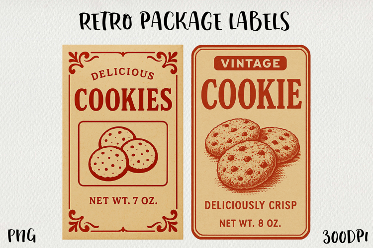 Vintage Food Label PNG Retro Pantry & Packaging Clipart.