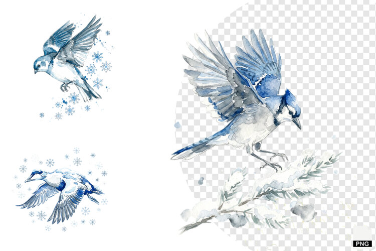 Winter Birds Garden Clipart example image 1