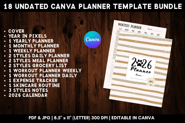 18in1 Printable Canva Planner Template Bundle 10