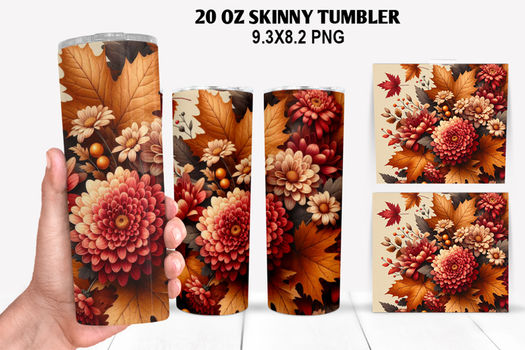 Flowers Skinny Tumbler 20oz Wrap Design, Spring Tumbler Wrap