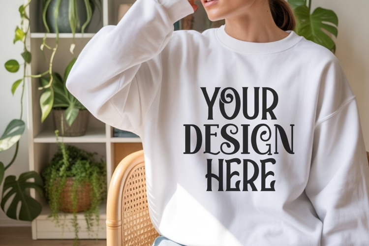 White Gildan 18000 Sweatshirt Model Mockups,