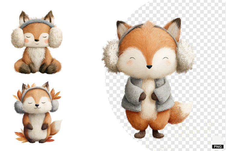 Cute Winter Animals Clipart example image 1