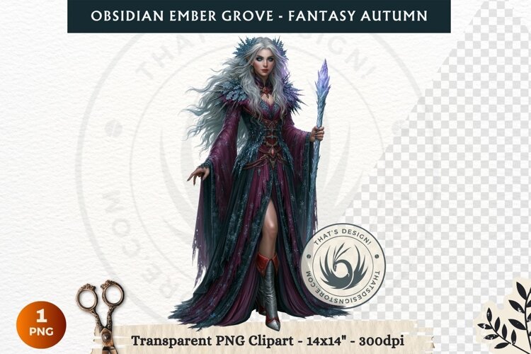 Dark Autumn Fantasy Clipart PNG for RPG Obsidian Ember Grove example image 1