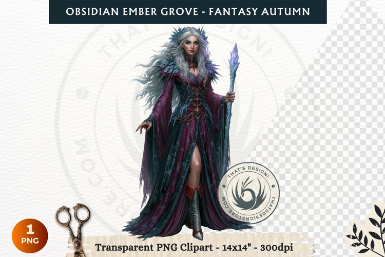 Dark Autumn Fantasy Clipart PNG for RPG Obsidian Ember Grove