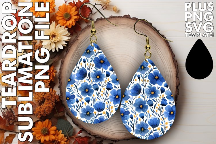 Teardrop Earrings Sublimation featuring Elegant Flowers