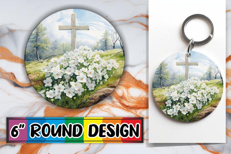 Faithful Circle Keychains with Flowers example image 1