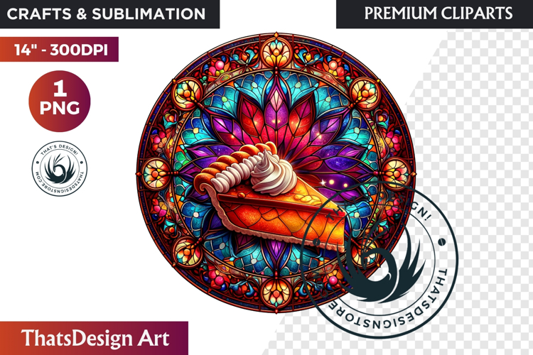 Autumn Stained Glass PNG, Fall Thanksgiving Pumpkin clipart