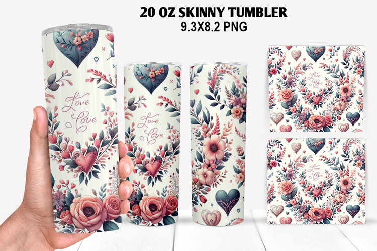 Valentine Skinny Tumbler 20oz Wrap Design, Valentine Tumbler example image 1