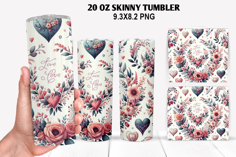 Valentine Skinny Tumbler 20oz Wrap Design, Valentine Tumbler