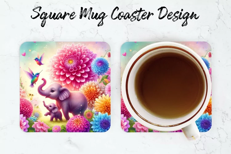 Elephant with baby Mug coaster | Coaster | Sublimation