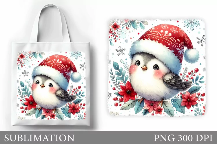 Christmas Bird Tote Bag. Christmas Tote Bag Design