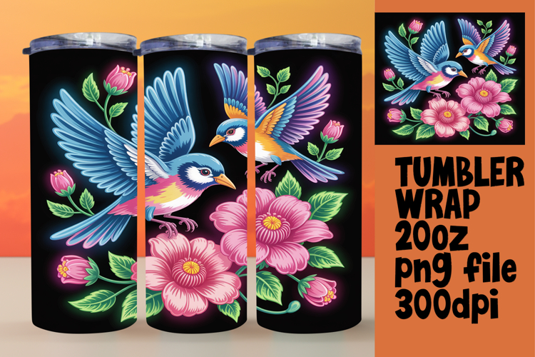 VIBRANT 20oz Gift Tumbler Design , Birds