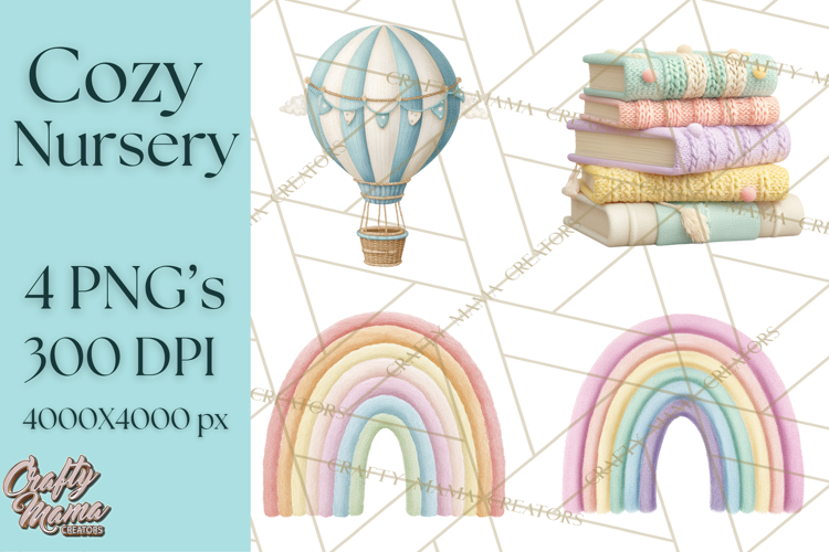 Knitted Nursery Animal Clipart PNG, Cozy Watercolor Baby Fox