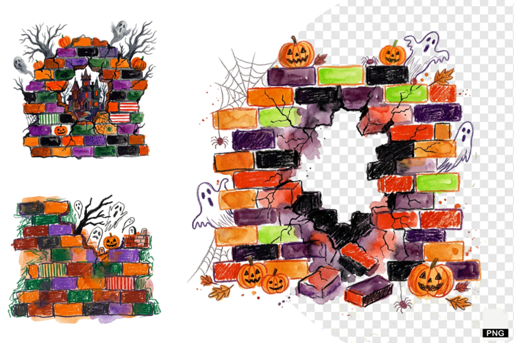 Halloween Brick Wall PNG