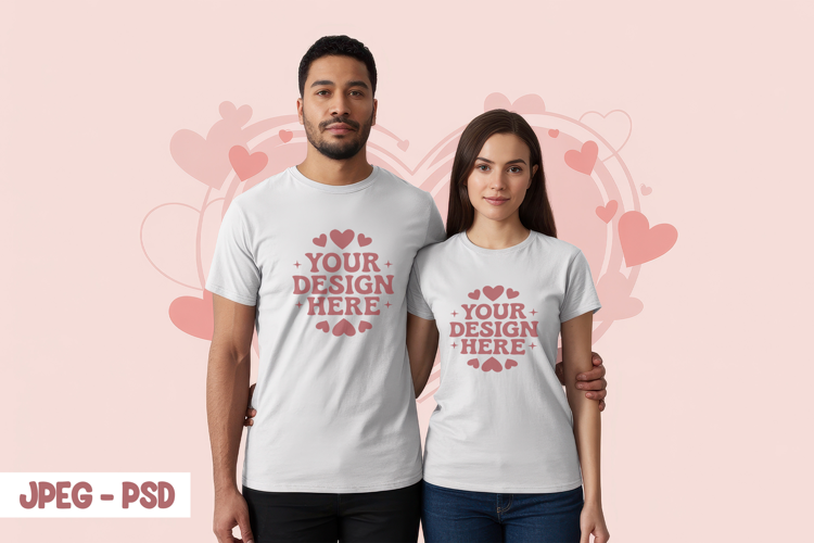 Valentine Couple T Shirt PSD JPEG Mockup