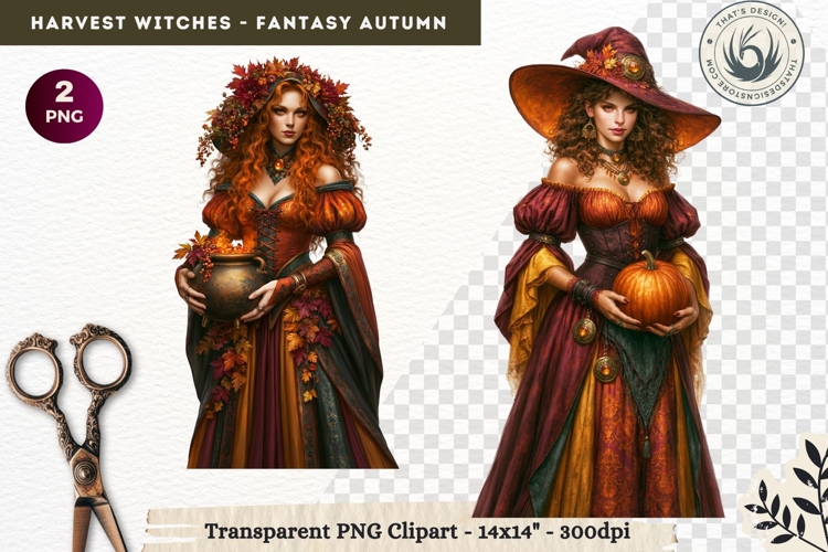 Harvest Witch Clipart Autumn Cottagecore Apothecary PNG RPG