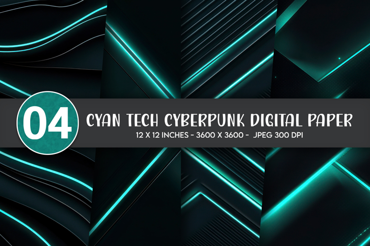 Cyan Tech Cyberpunk Digital Paper