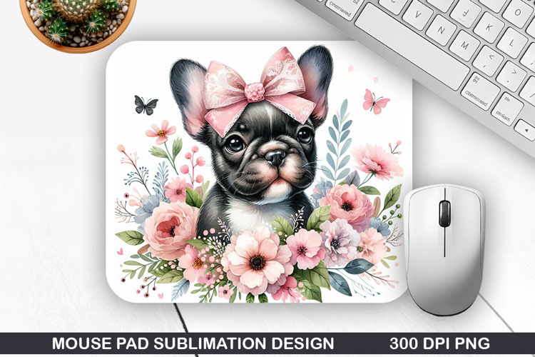 Dog Flower Mouse Pad Sublimation, Animals Mouse Pad PNG