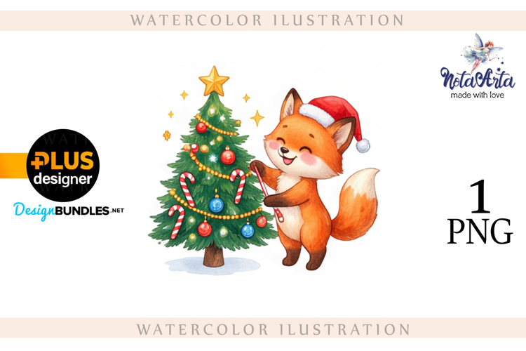 Illustration of a cute Christmas fox