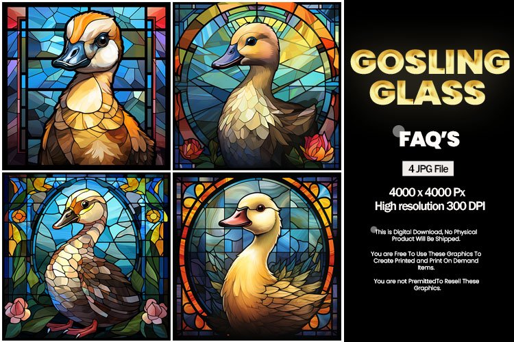 Gosling Stained Glass Square Coaster - 04 Variations example image 1