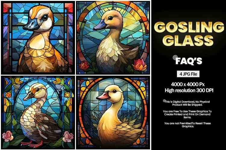 Gosling Stained Glass Square Coaster - 04 Variations