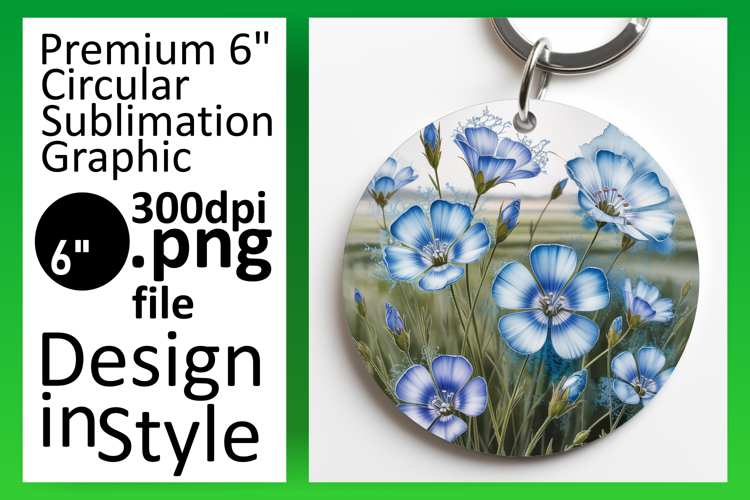 Stylish Round Design for Keychains , Flowers