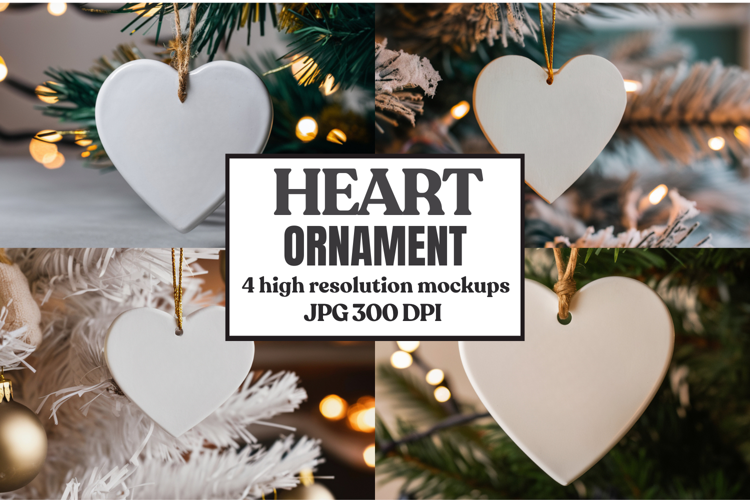 Holiday Love Heart Ornament Mockups | Romantic Christmas Tre