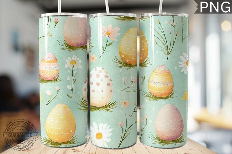 Spring Easter Tumbler Wrap - High Quality 300 Dpi