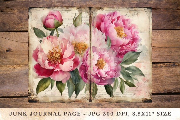 Printable Junk Journal Pages peonies 7