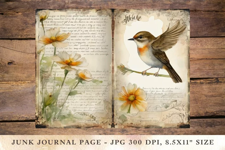 Printable Junk Journal Pages bird 4