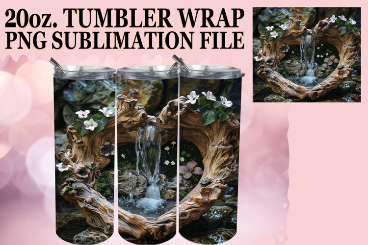 Enchanted Forest Tumbler Wrap Sublimation - 3D Heart Frame