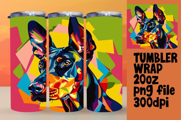 Vivid Colorful Dog Design Wrap 20oz Sublimation