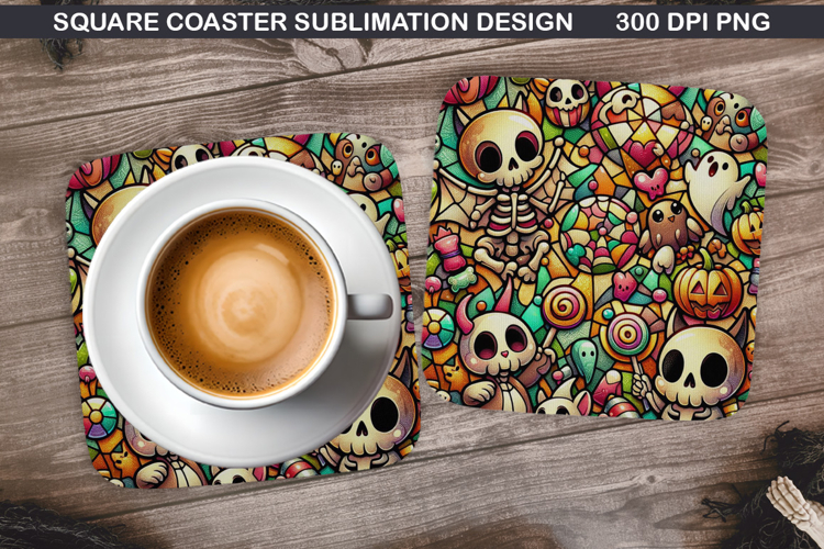 Halloween Coaster Sublimation, Halloween Coaster PNG Design example image 1