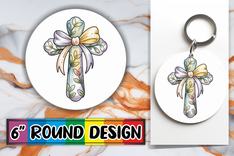 Joyful Circle Designs for Kids, Cross and Bow