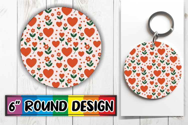 Unique Car Coaster Round Design, Valentines Pattern