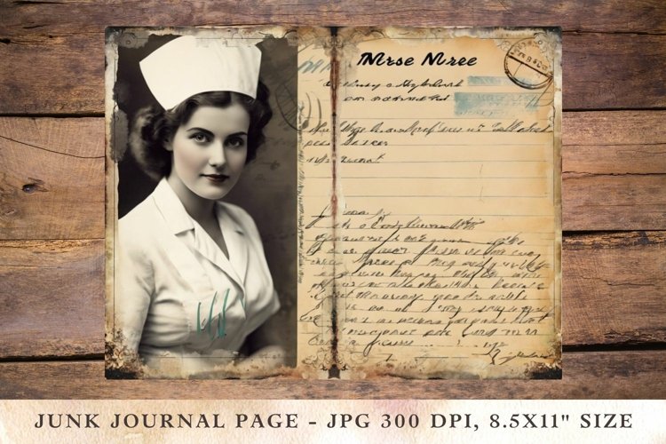 Printable Junk Journal Pages nurse 2 example image 1