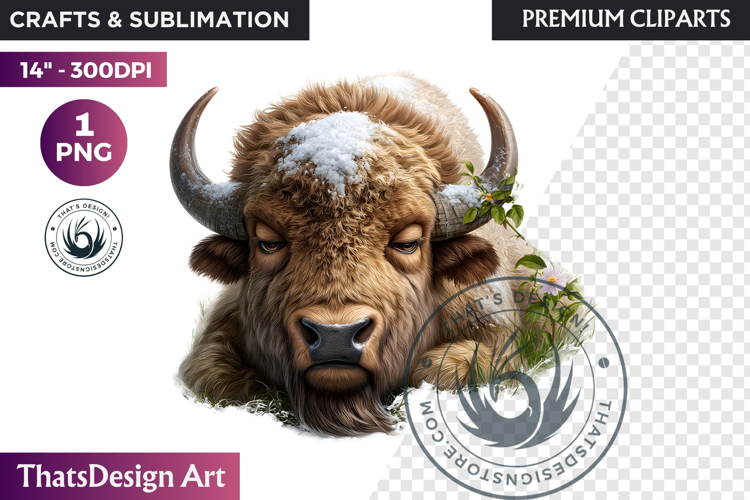 Bison Watercolor Arctic Winter Animal Clipart Wildlife PNG