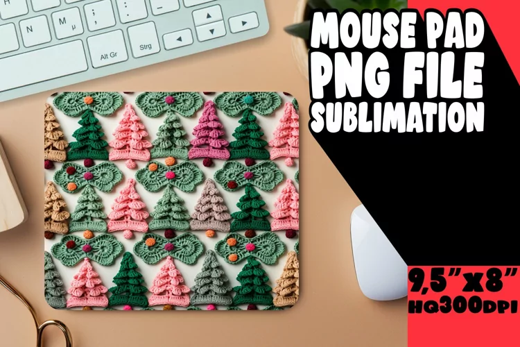 3D Embroidered Christmas Pattern Sublimation Mouse Pads