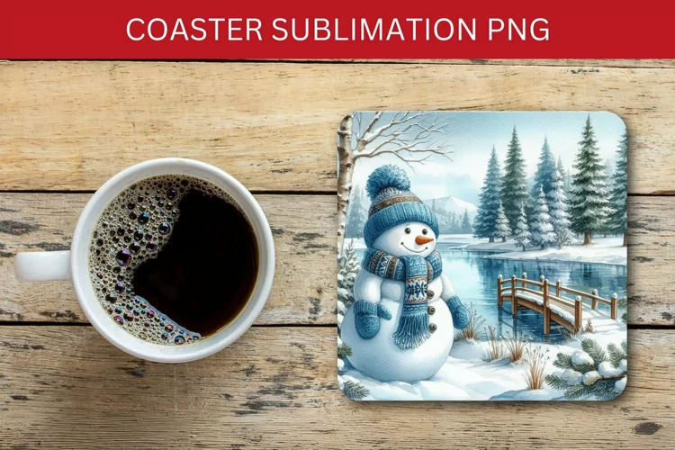 square coaster - christmas snowman