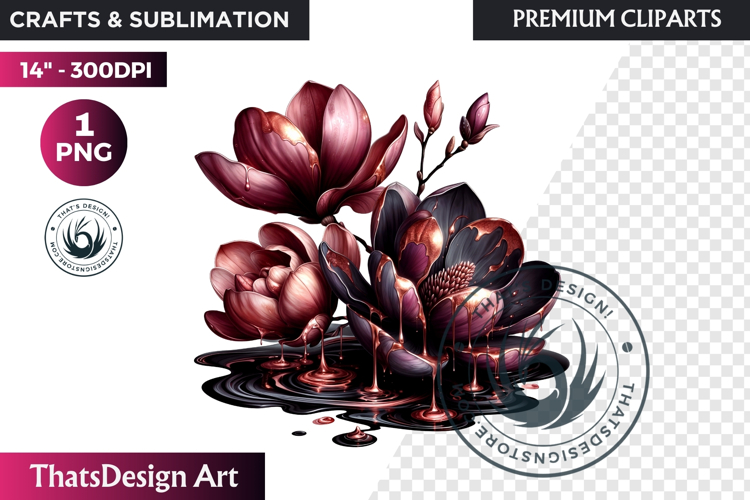 Dark flowers, wedding Florals PNG, Dark Romance Clipart