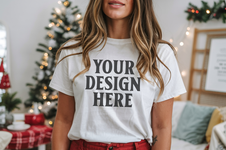 Christmas Bella Canvas 3001 Ash Shirt Mockup ,Trandy Mock