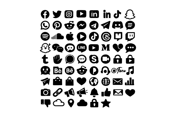 50 Black and White Social Media Icon Collection Design